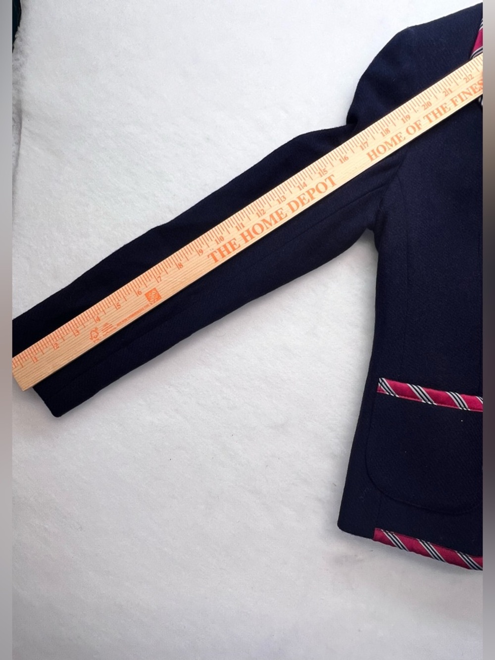 346 Brooks Brothers Womens Wool Striped Trim Blazer Jacket Navy Red Size 4 P - Picture 10 of 15